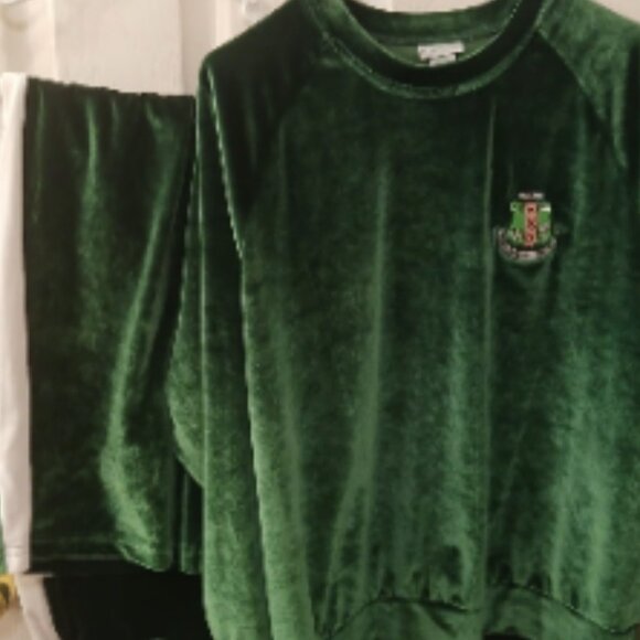 Ivy Storehouse AKA Green and White Velour 2 piece Jump Suit LARGE - Picture 4 of 4